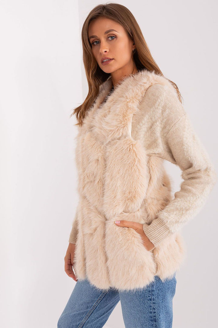 Faux Fur Vest Jacket Peach