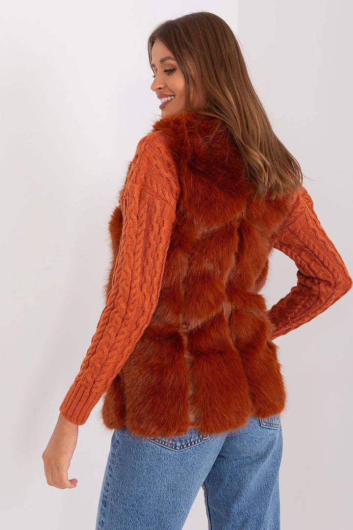 Faux Fur Vest Jacket Orange