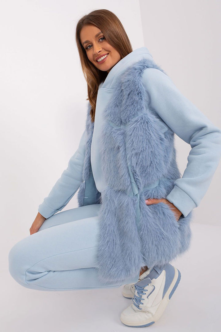 Faux Fur Vest Jacket Sky Blue