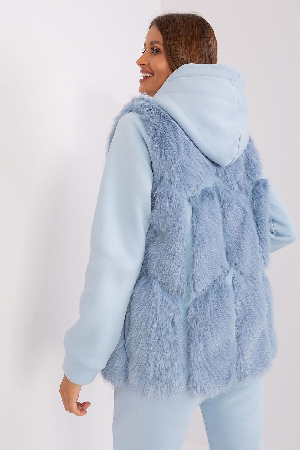 Faux Fur Vest Jacket Sky Blue