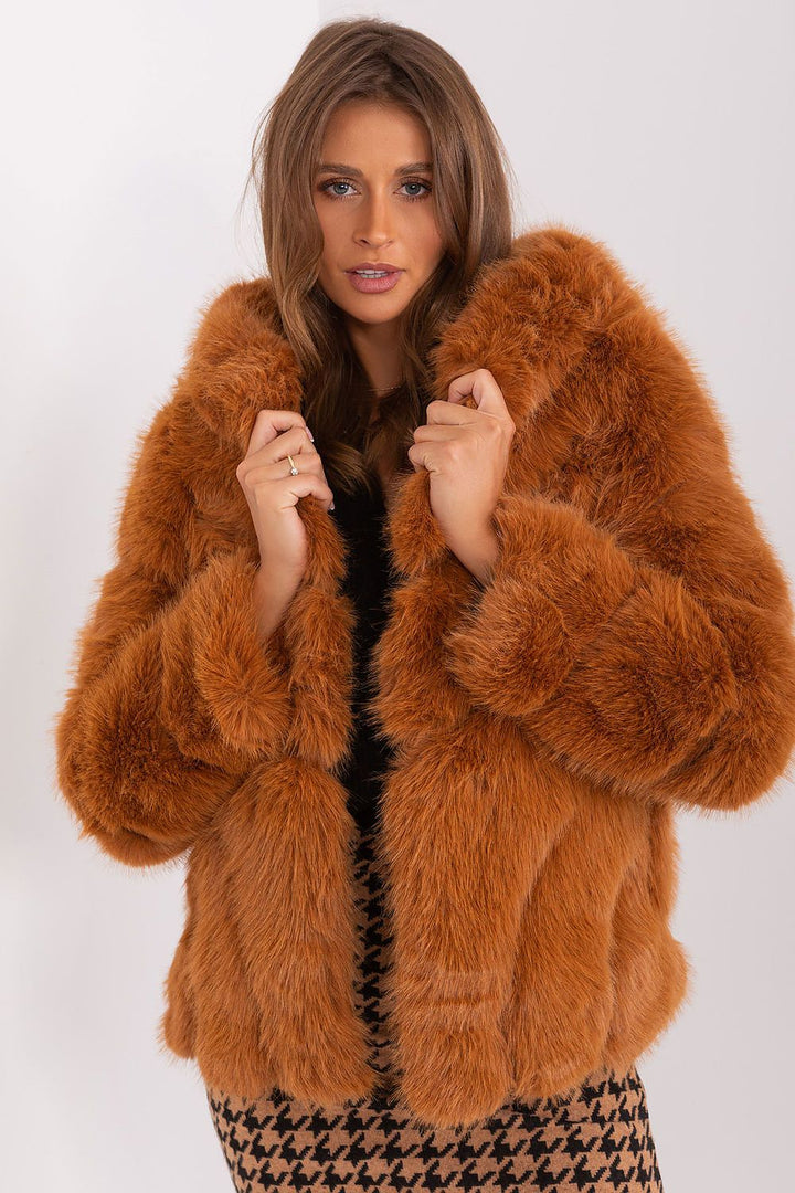 Brown Fox Hooded Fur Jacket