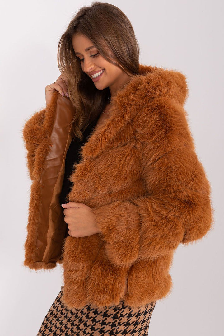 Brown Fox Hooded Fur Jacket