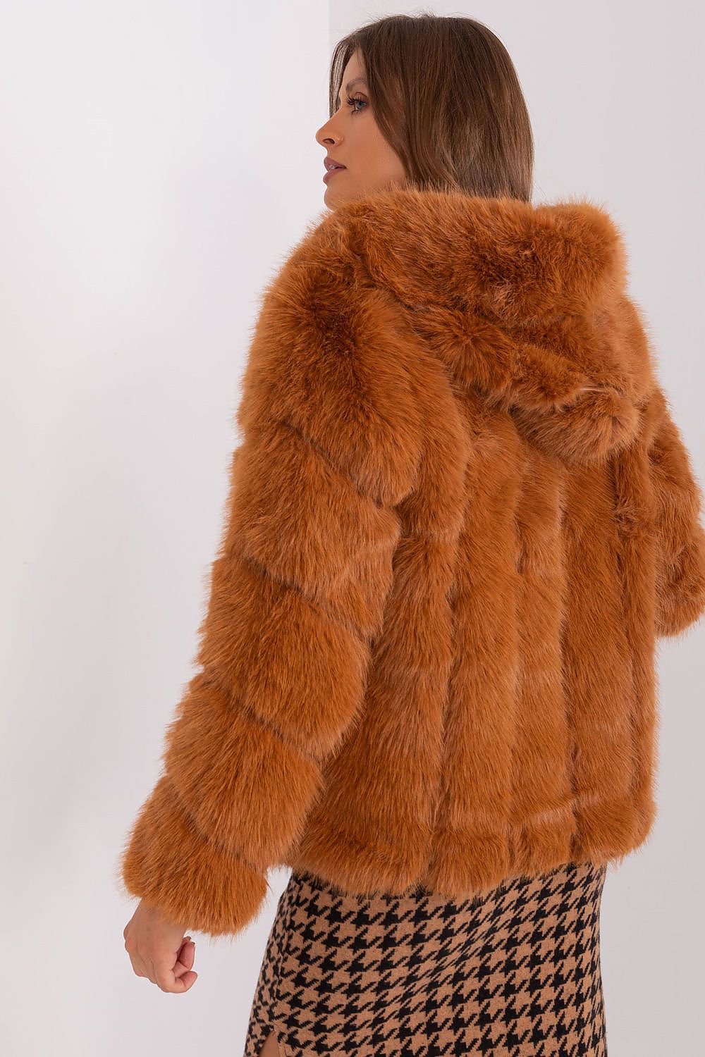 Brown Fox Hooded Fur Jacket