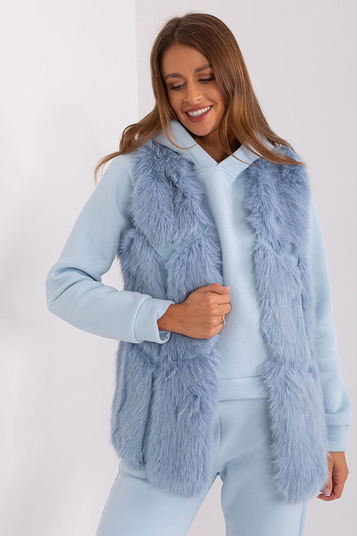 Faux Fur Vest Jacket Sky Blue