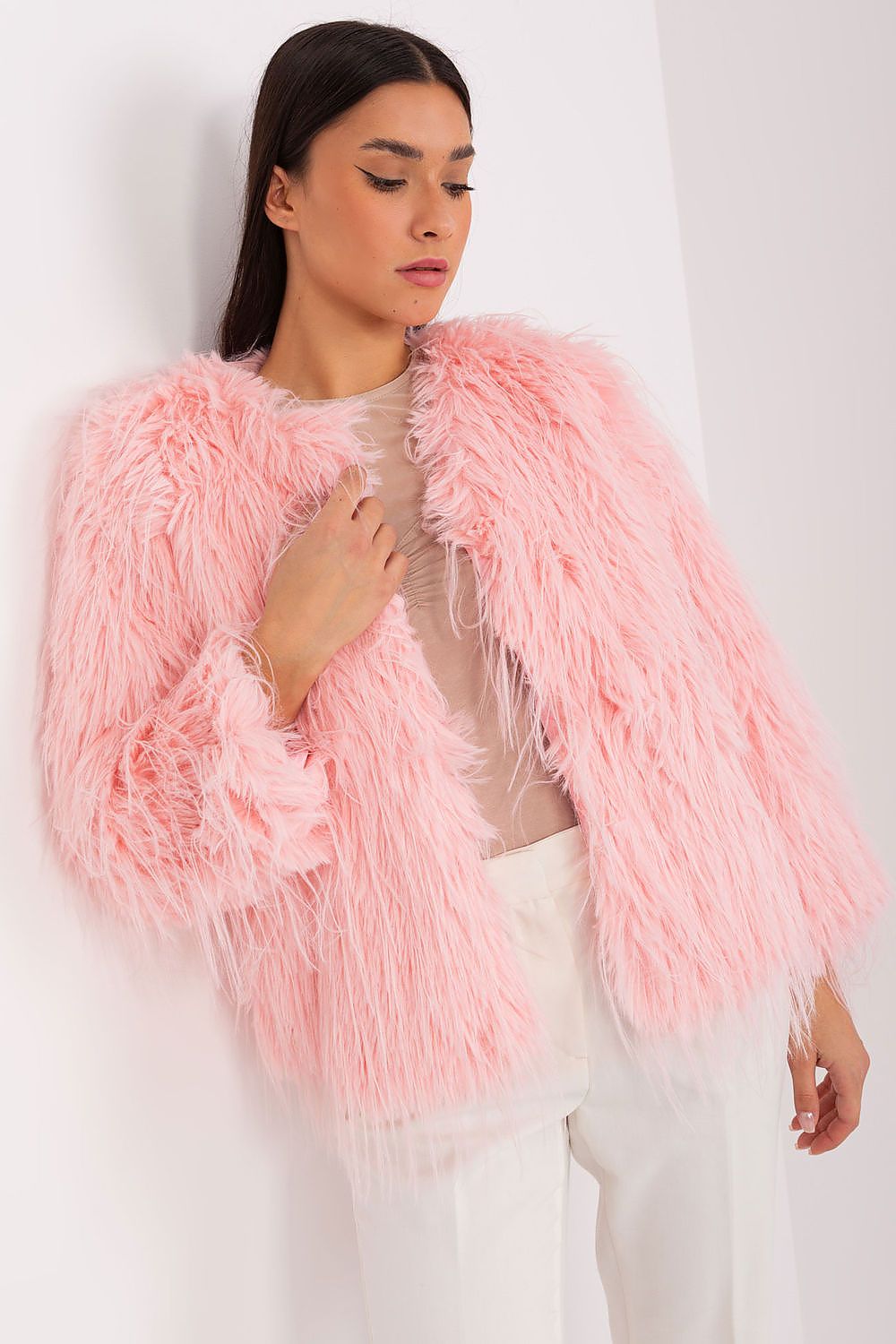 Fur Trim Jacket Blush Pink