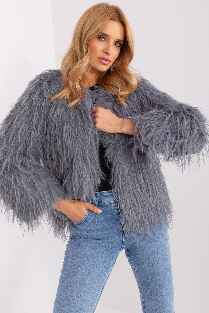 Fur Trim Jacket Grey