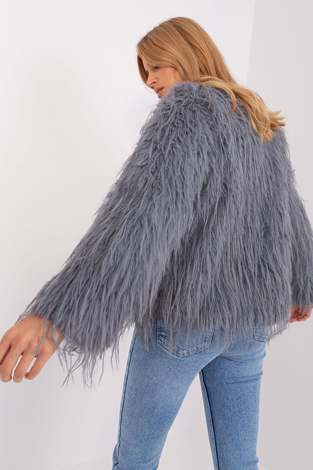 Fur Trim Jacket Grey