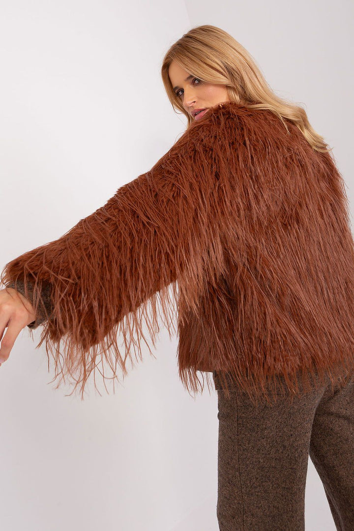 Fur Trim Jacket Dark Brown