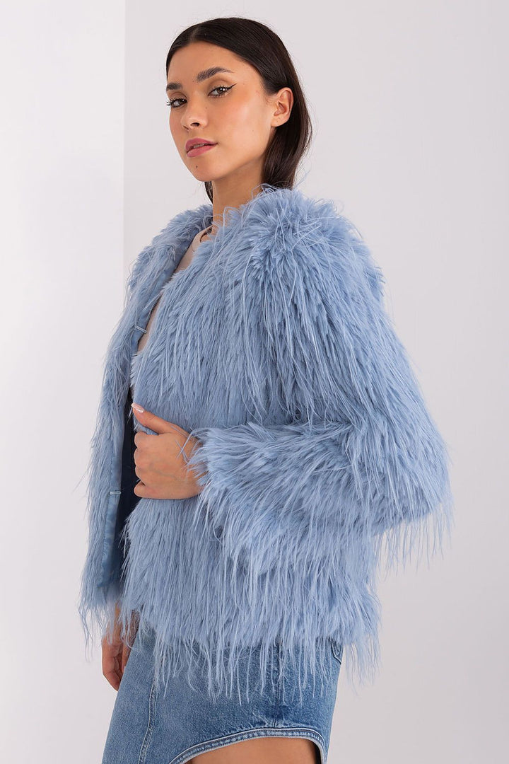 Fur Trim Jacket Sky Blue