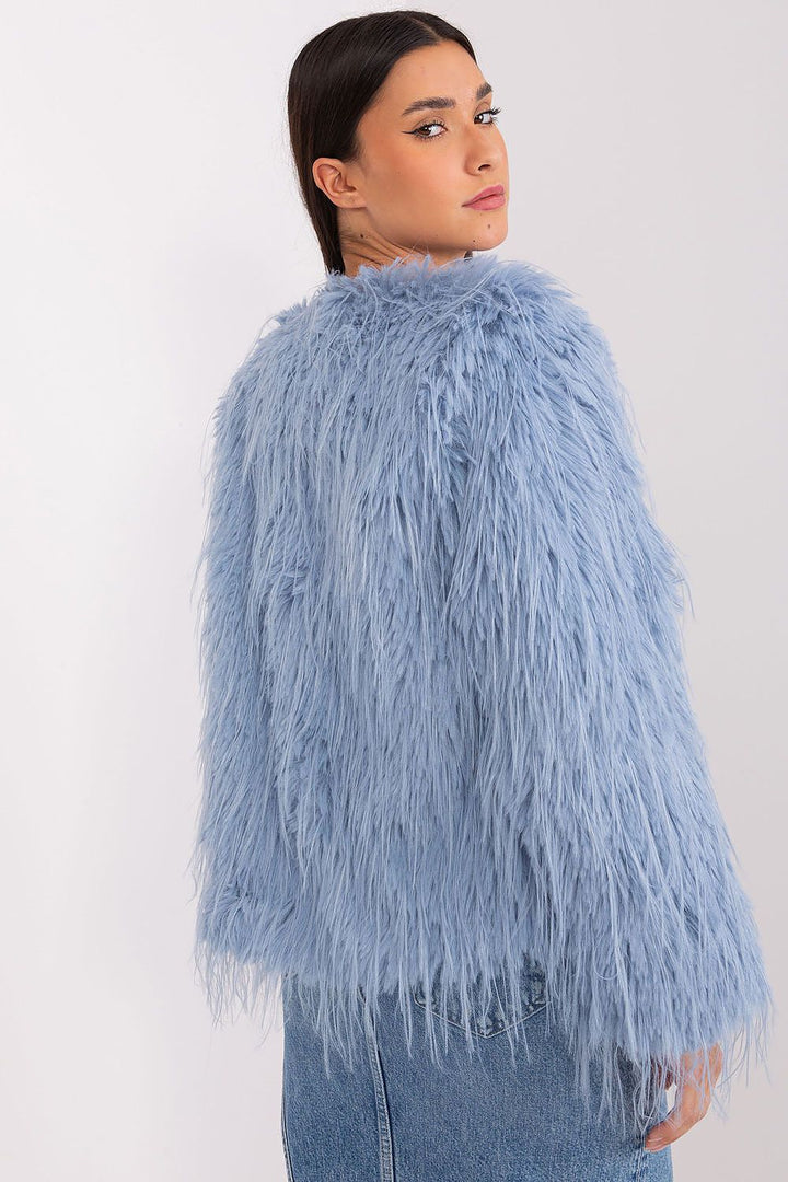 Fur Trim Jacket Sky Blue