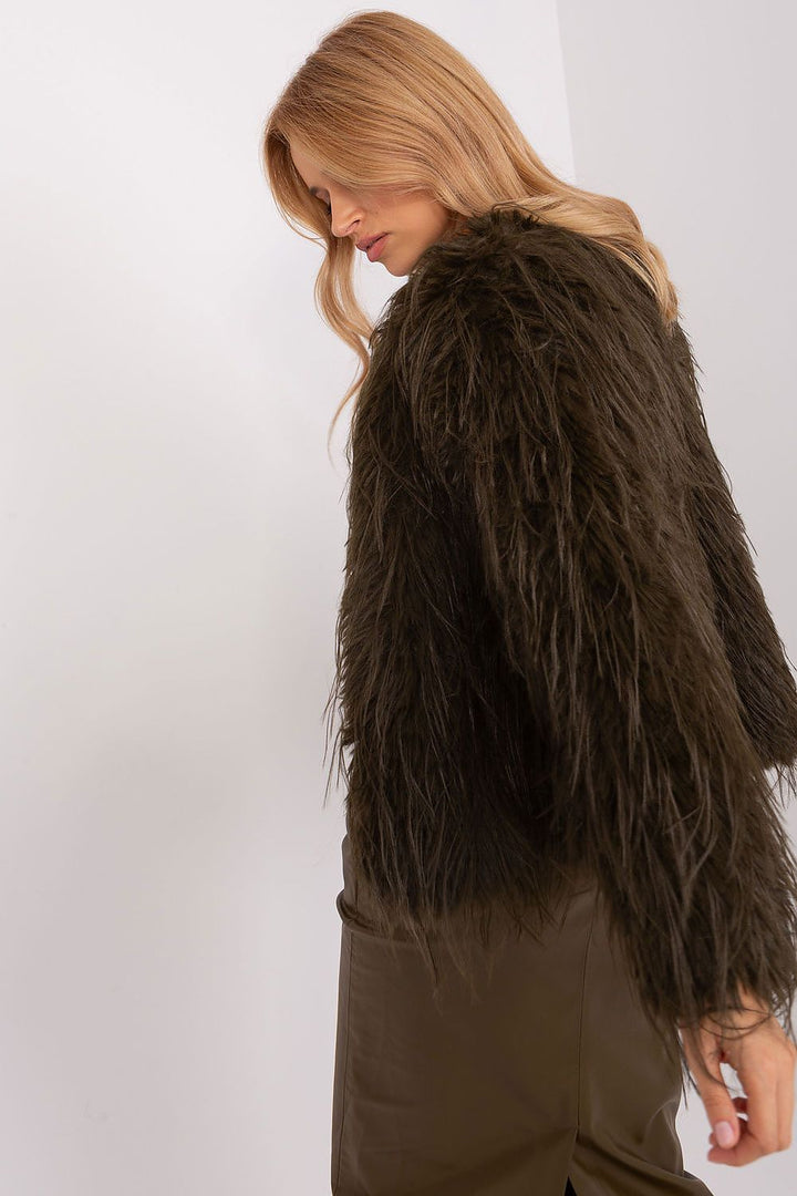 Fur Trim Jacket Dark Green