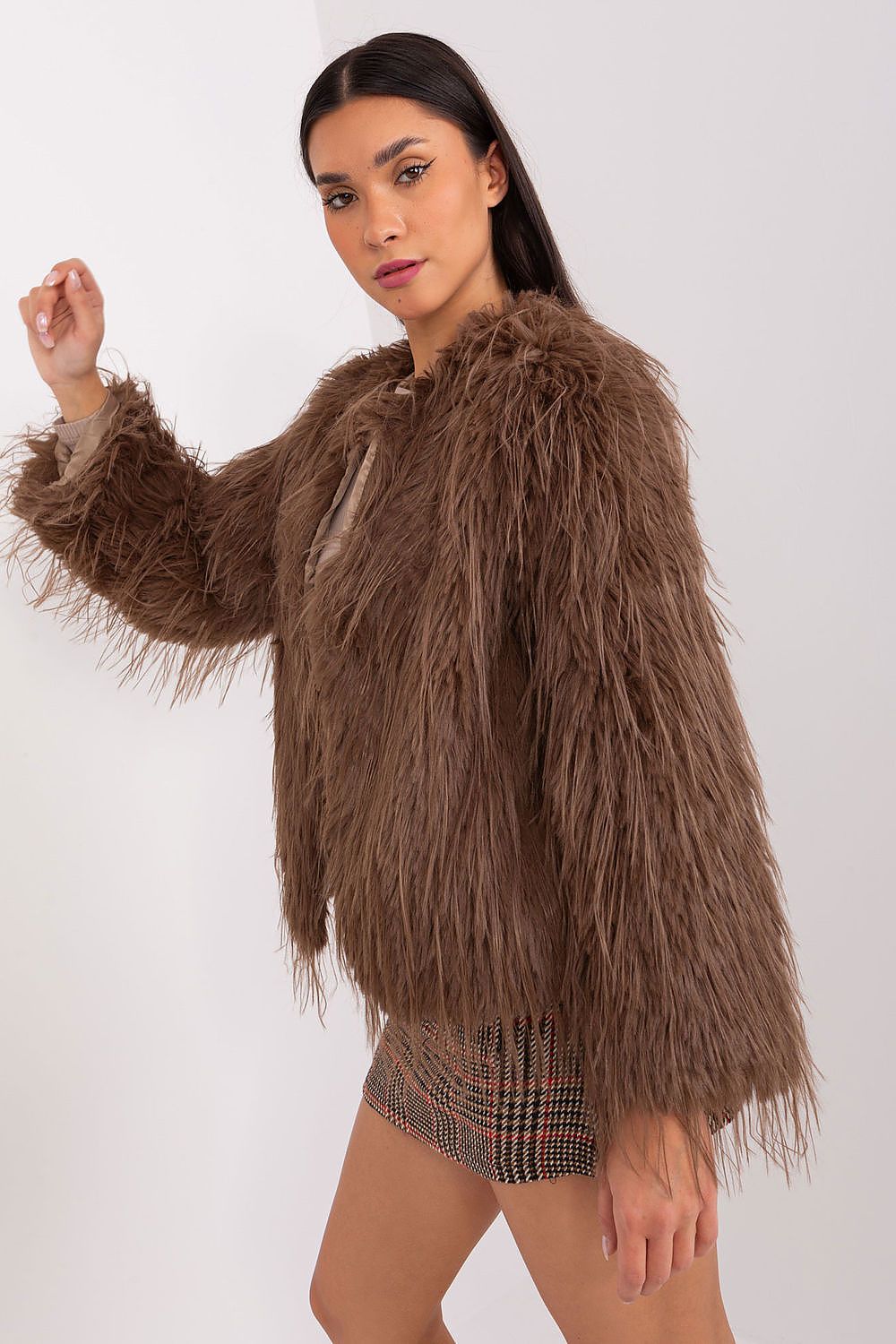 Fur Trim Jacket Brown Choco