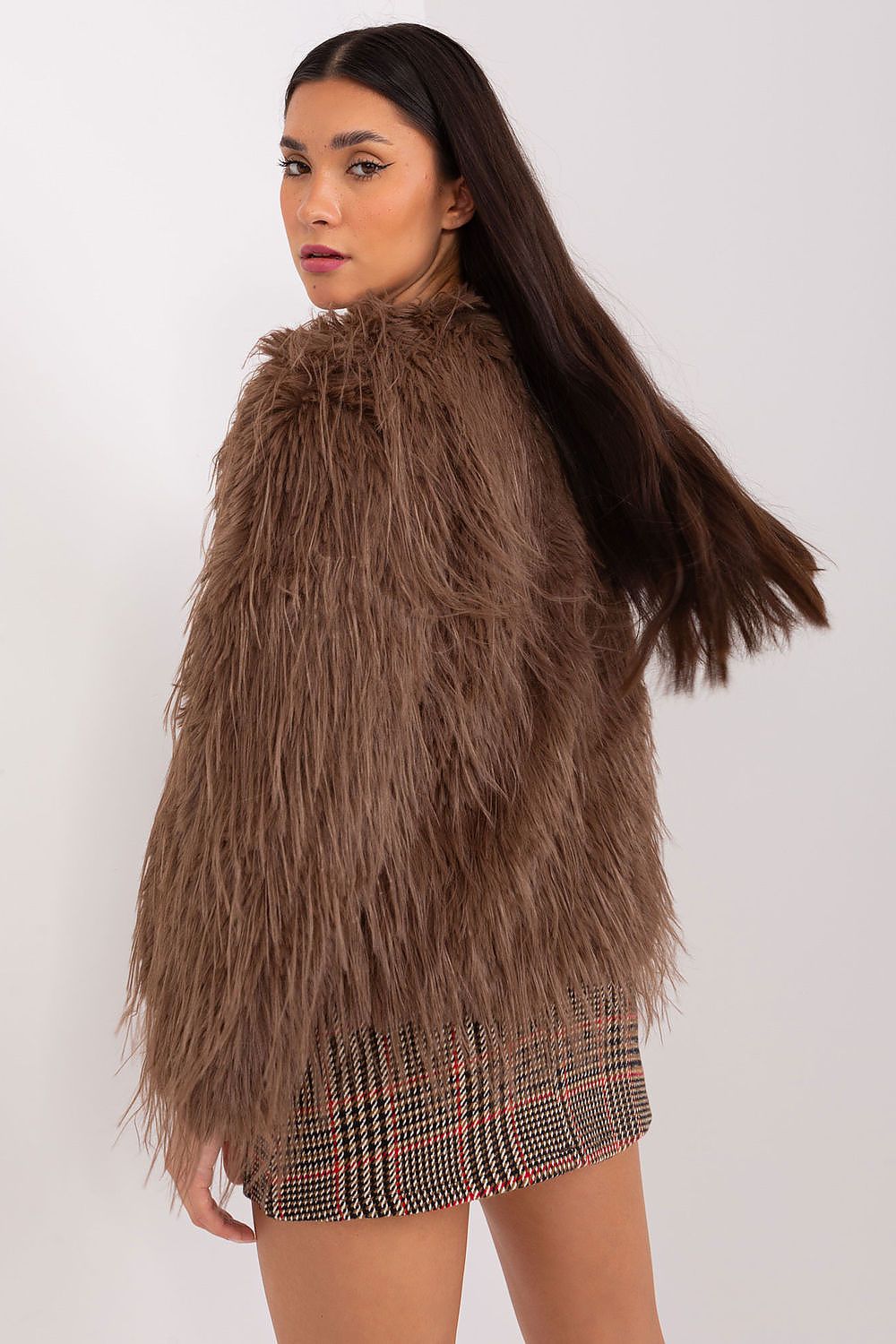 Fur Trim Jacket Brown Choco