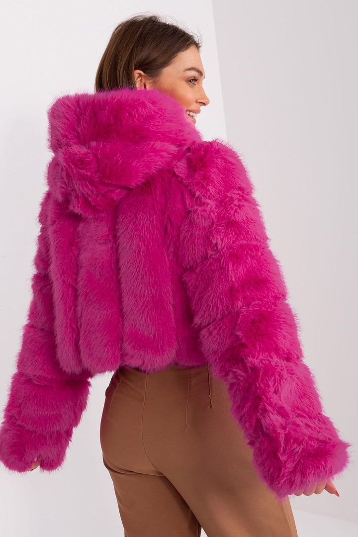 Faux Fur Hooded Jacket Fuchsia