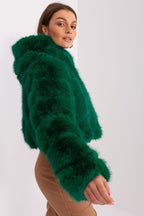 Faux Fur Hooded Jacket Green Forest