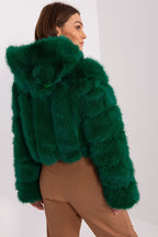 Faux Fur Hooded Jacket Green Forest