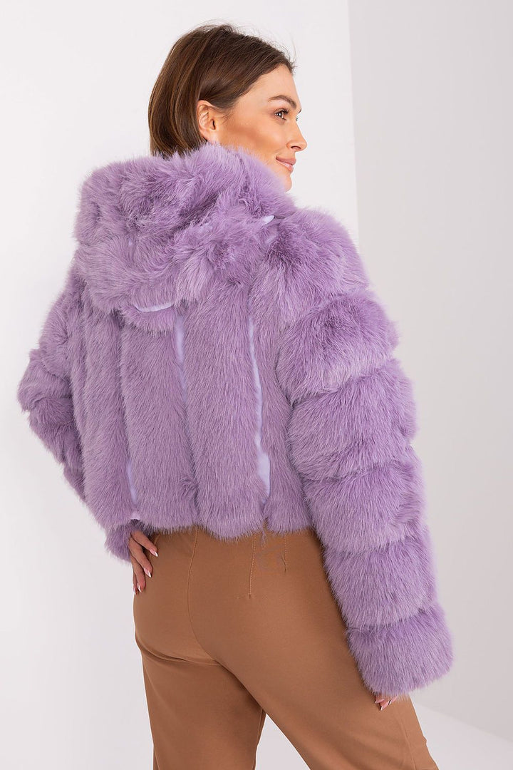 Faux Fur Hooded Jacket Violet