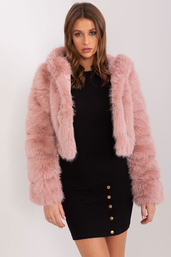 Faux Fur Hooded Jacket Blush Pink