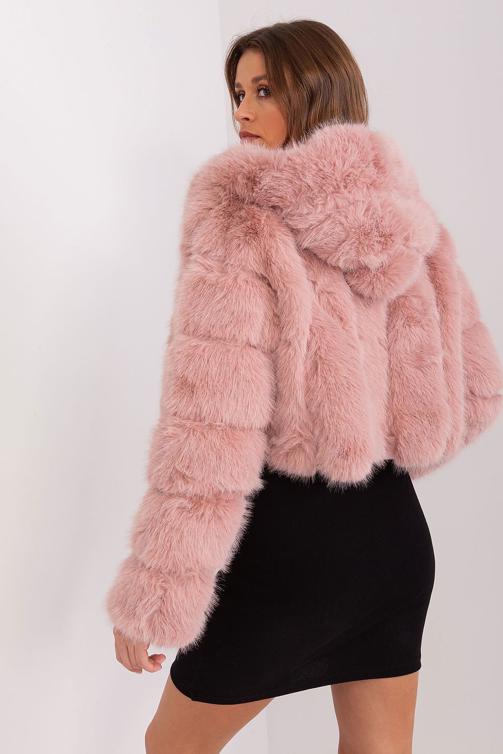 Faux Fur Hooded Jacket Blush Pink