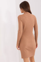 Bodycon Fit Long Sleeve Knitted Dress Taupe