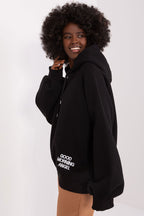 Good Morning Angel Loose Cut Hooded Sweatshirt Black