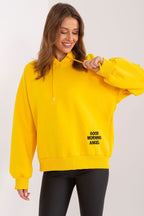 Good Morning Angel Loose Cut Hooded Sweatshirt Yellow