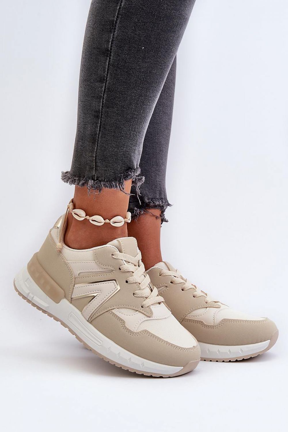 Step In Style Laced Sneakers Beige