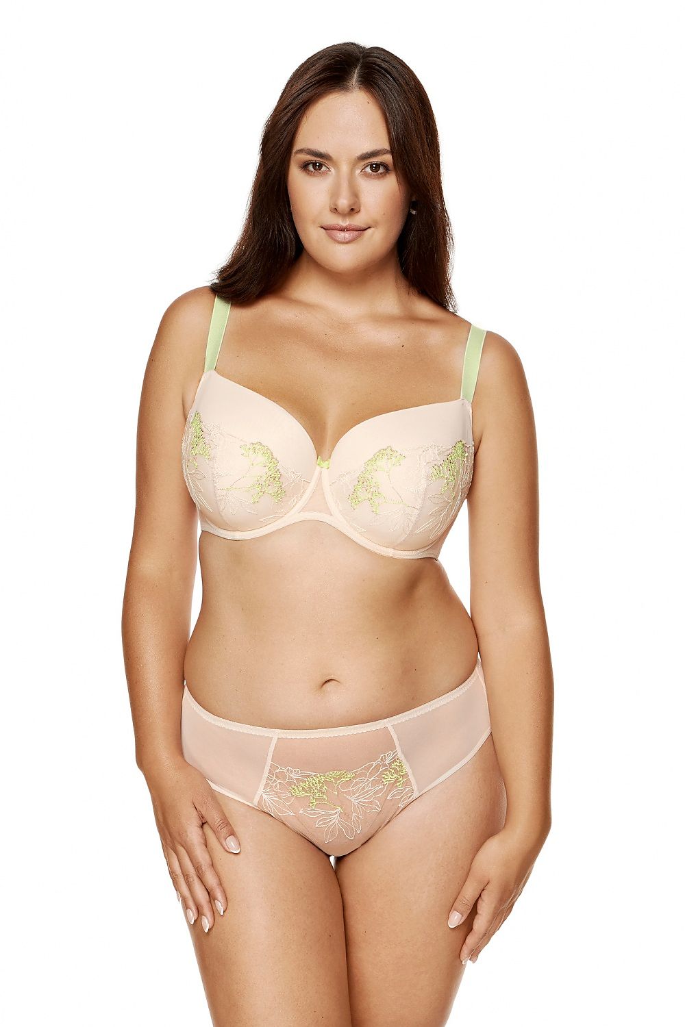 Gorteks Padded Bra with Embroidery Beige