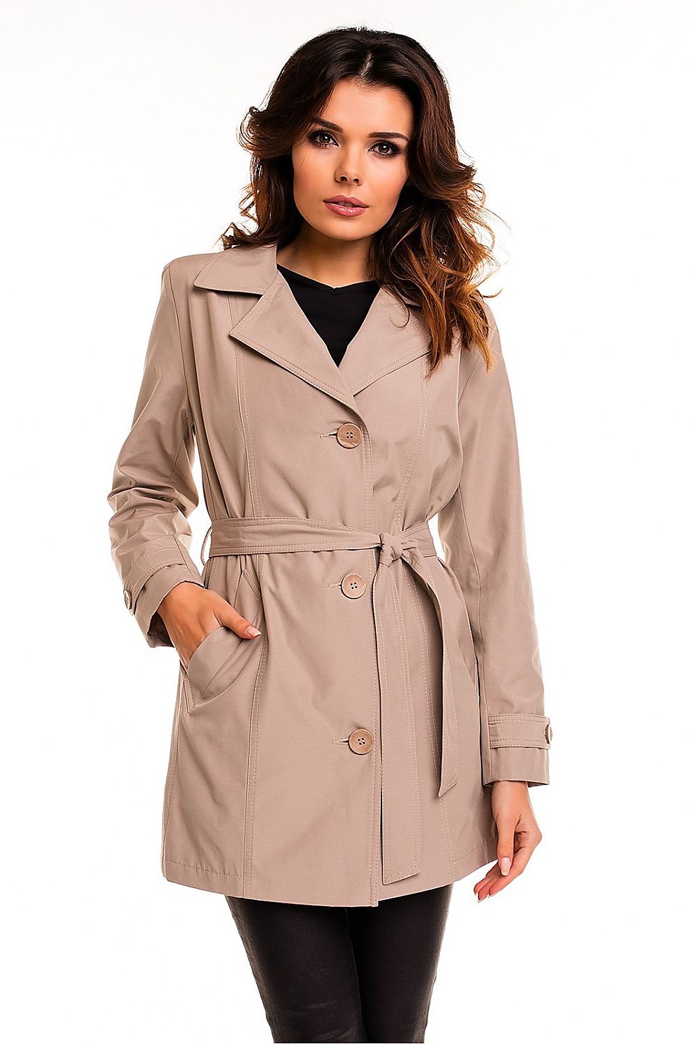Cabba Trench Coat with Belt Beige