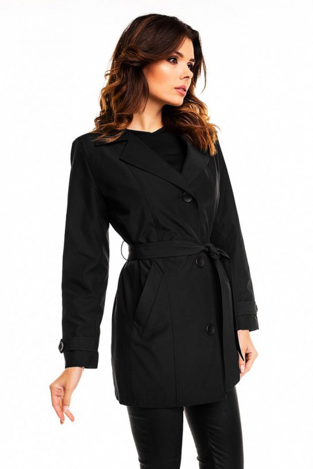 Cabba Trench Coat with Belt Black