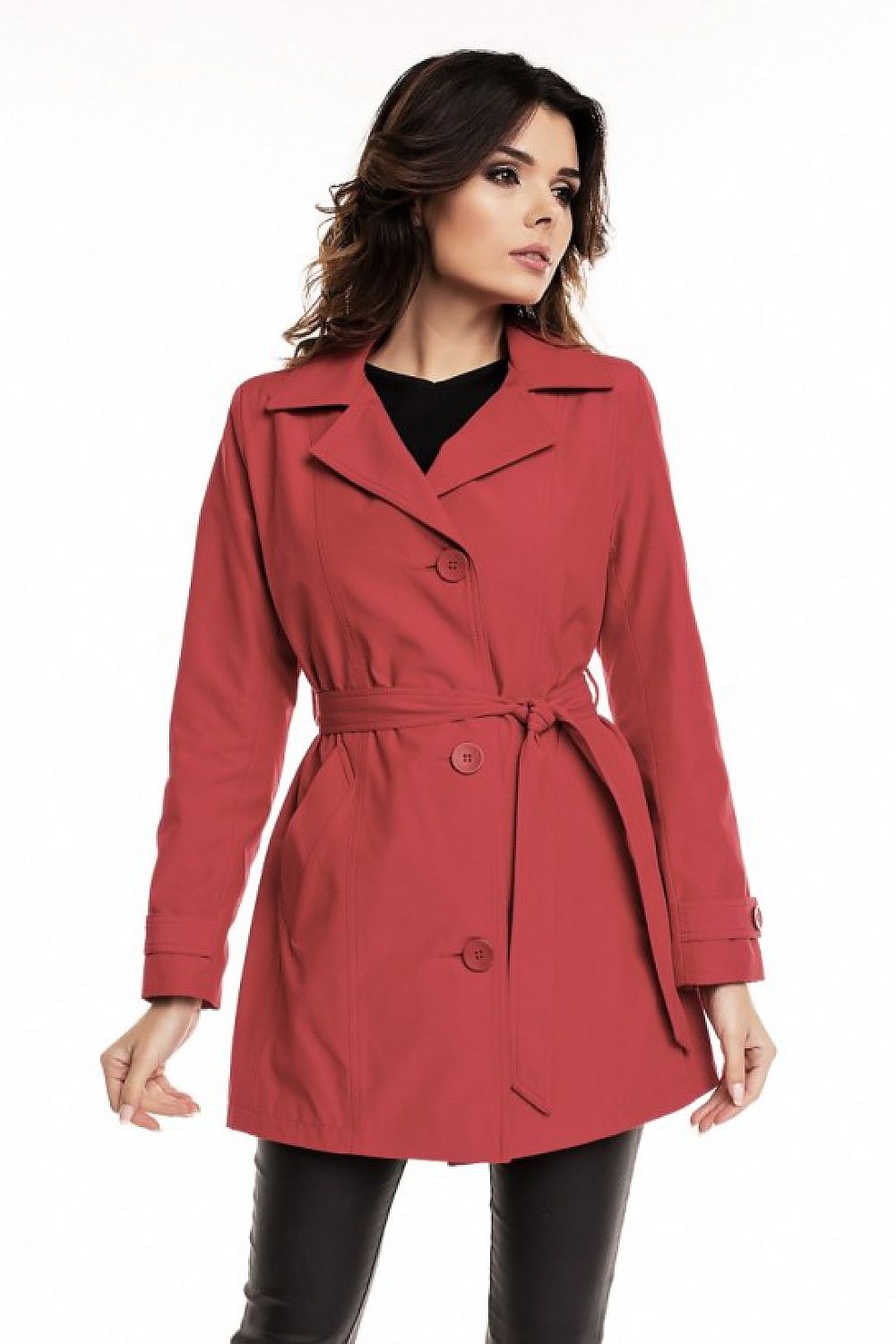 Cabba Trench Coat with Belt Red