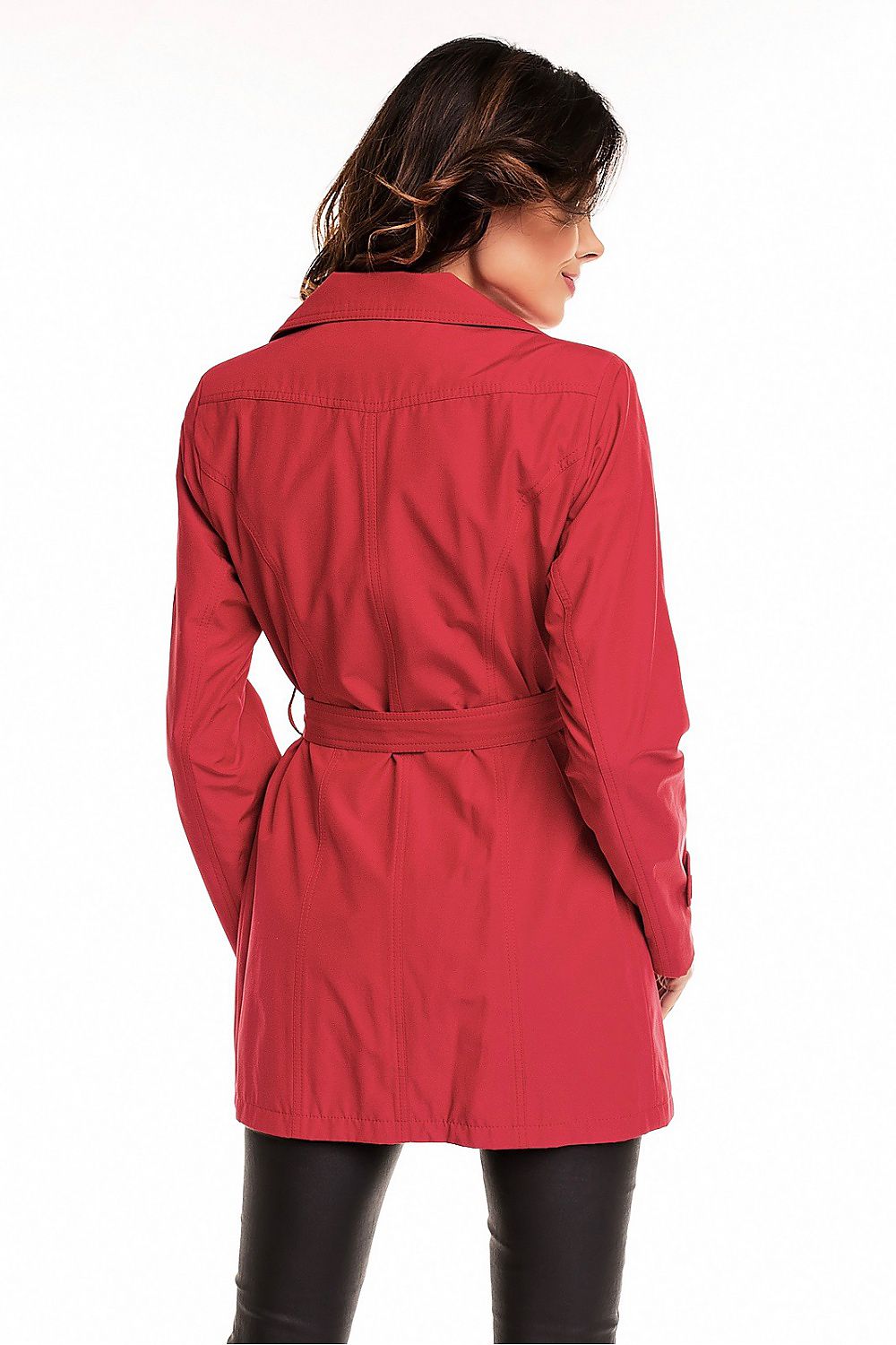 Cabba Trench Coat with Belt Red