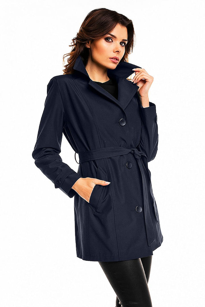 Cabba Trench Coat with Belt Navy