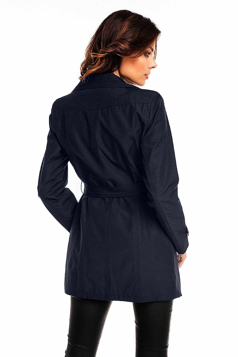 Cabba Trench Coat with Belt Navy