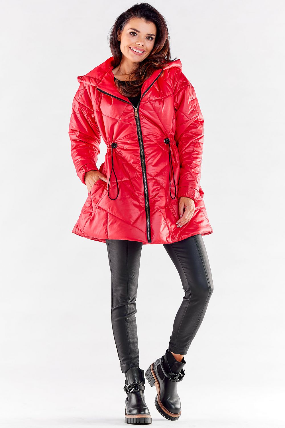 Quilted Hooded Jacket Red