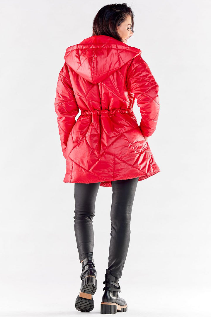 Quilted Hooded Jacket Red