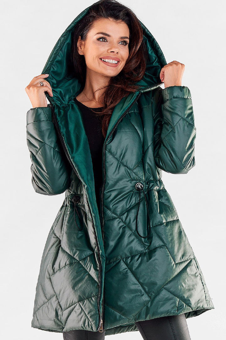 Quilted Hooded Jacket Dark Green