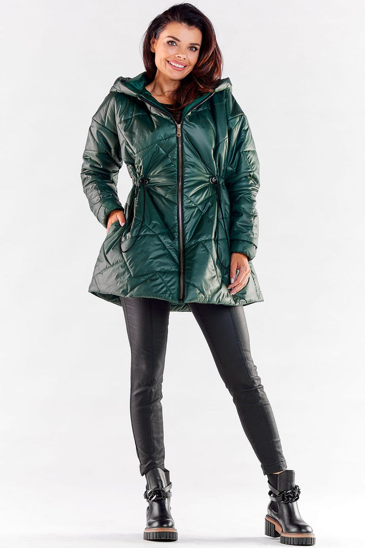 Quilted Hooded Jacket Dark Green