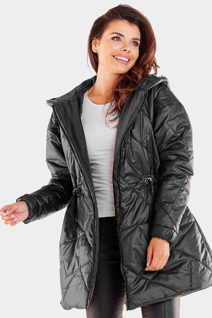 Quilted Hooded Jacket Black