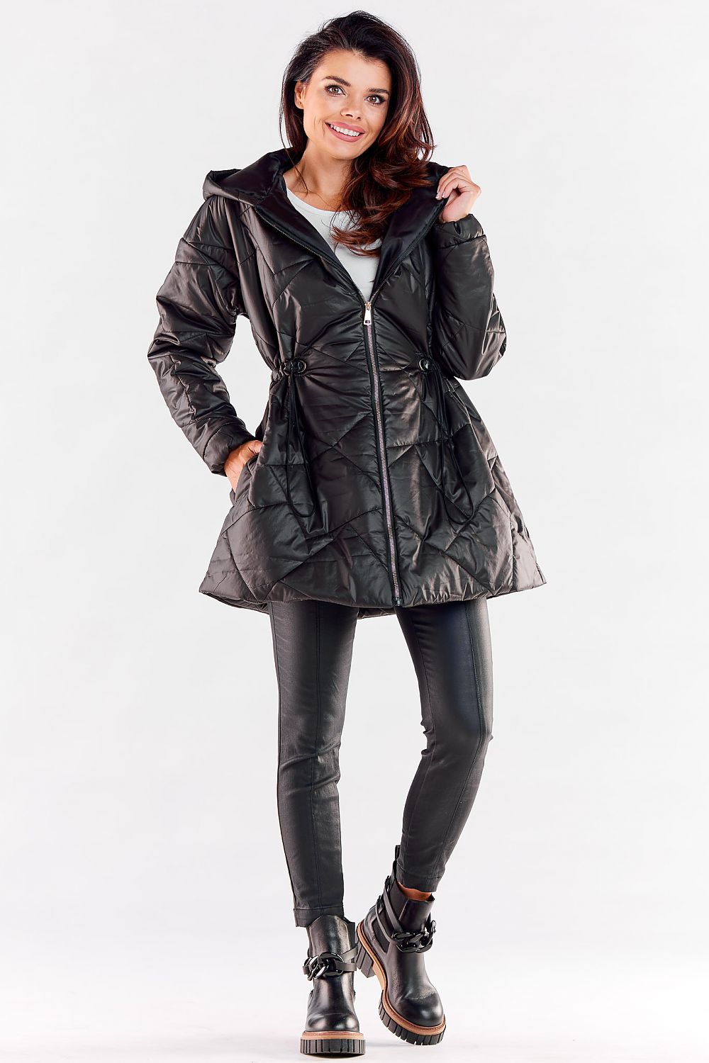 Quilted Hooded Jacket Black