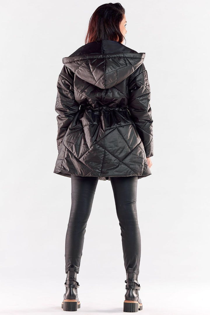 Quilted Hooded Jacket Black