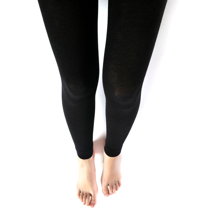 Black Thermal Leggings for Women Microfiber Soft Stretch Full Legging