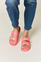 Legend Double Buckle Open Toe Sandals Pink