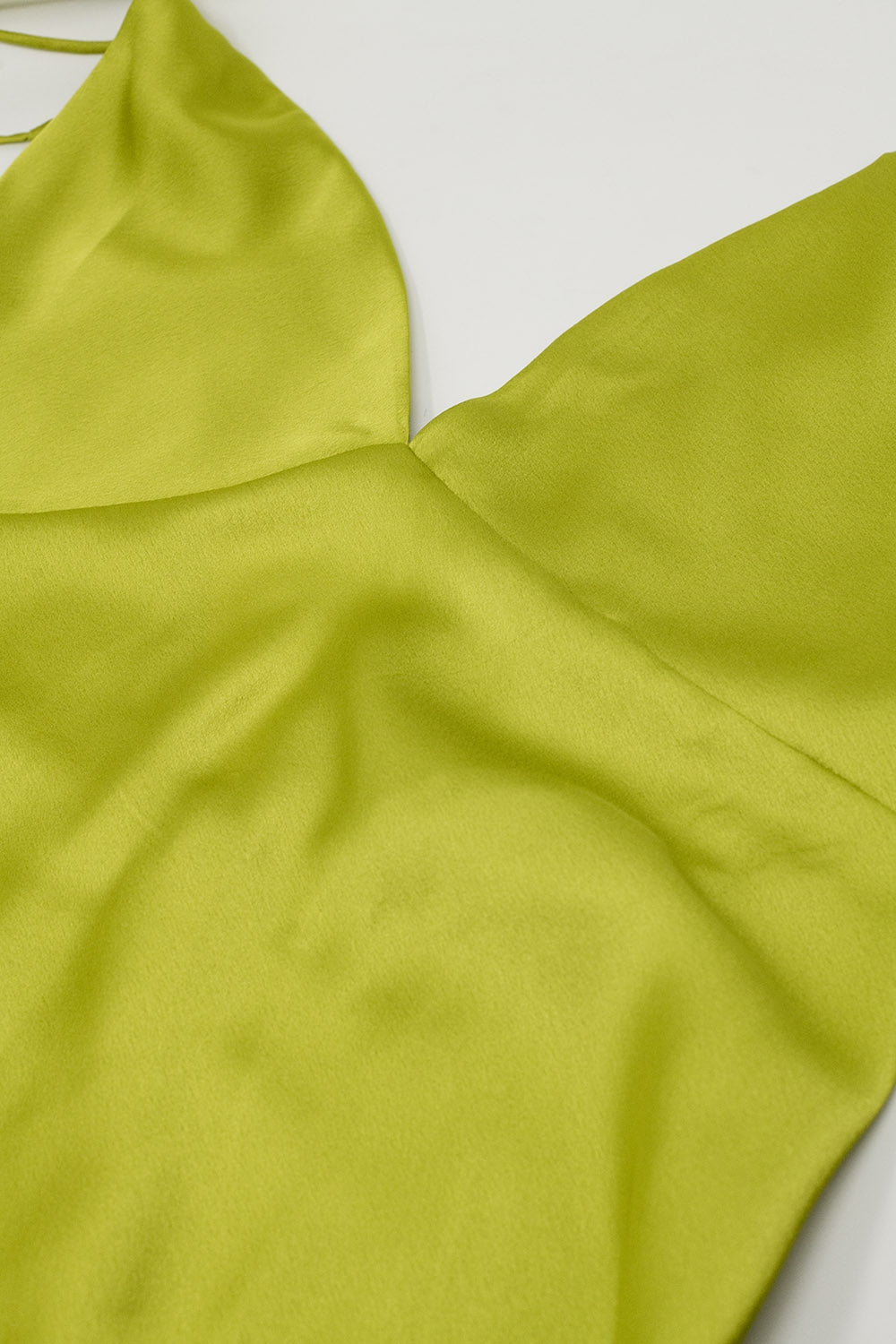 Satin Maxi Dress with Spaghetti Straps in Lime Green