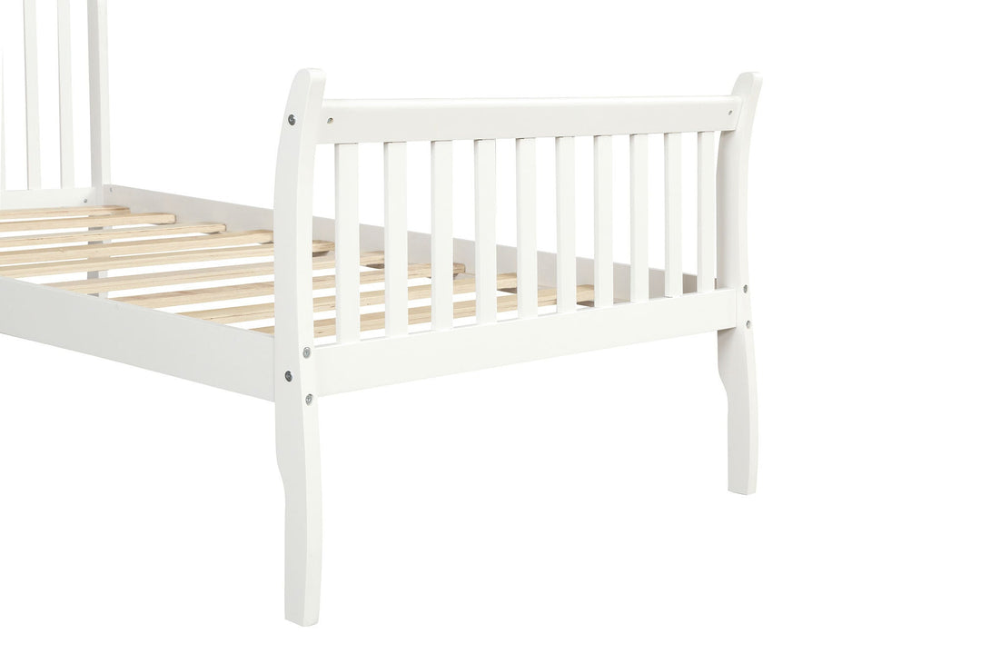 Platform Bed Frame with Wood Slat Support Twin White