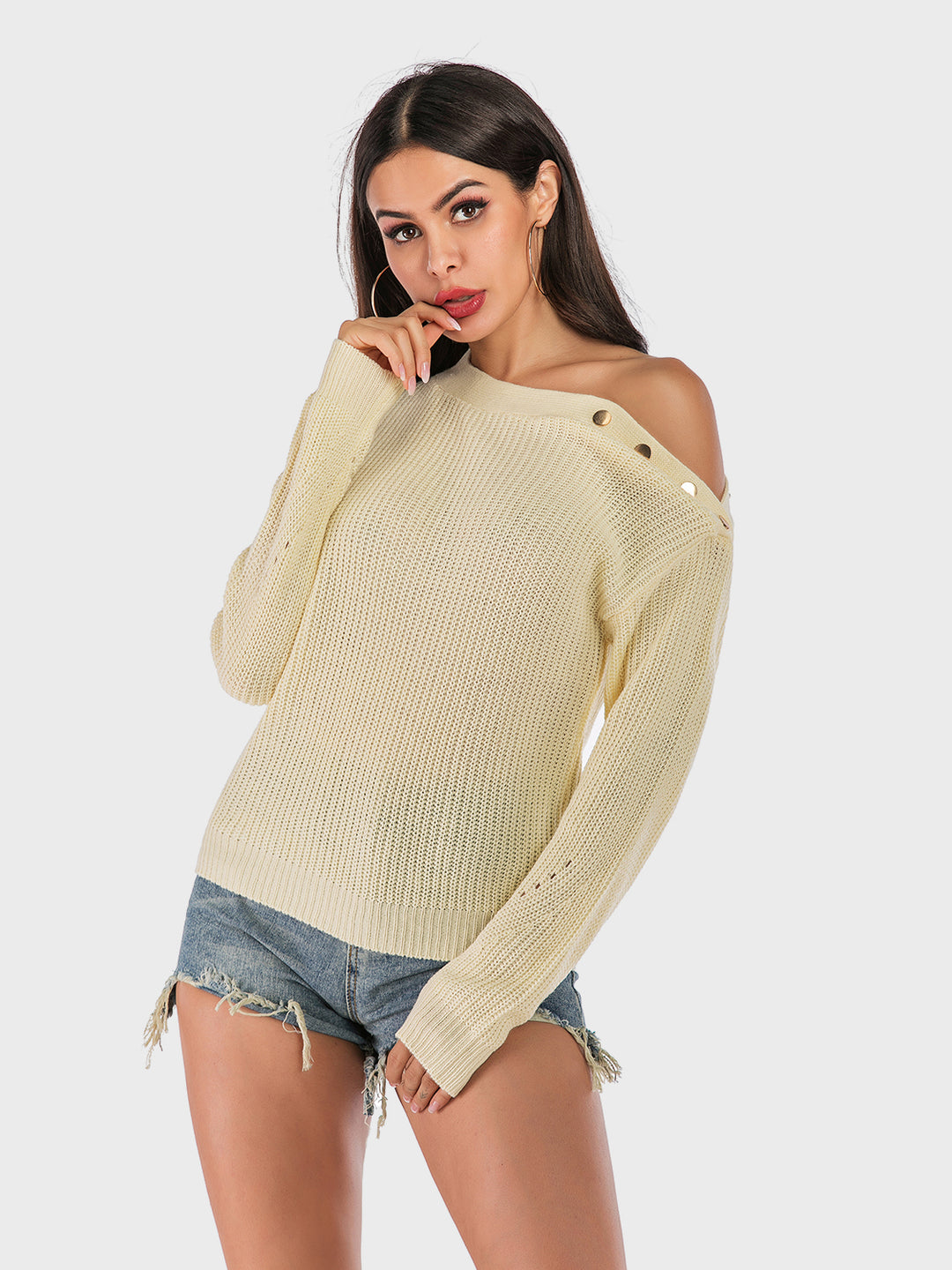 One Shoulder Long Sleeve Sweater