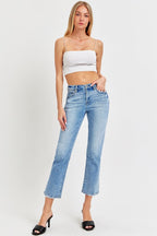 Low Rise Crop Slim Straight Jeans