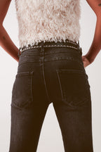Super High Waist Skinny Jeans in Washed Black