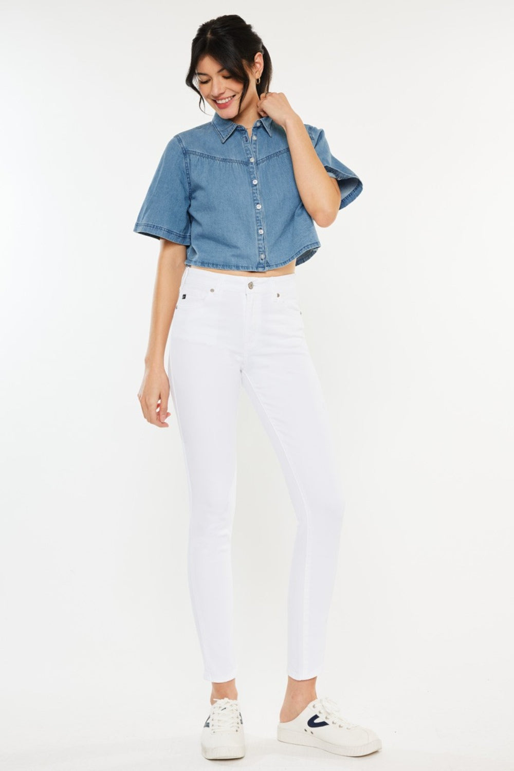 White High Rise Ankle Skinny Jeans