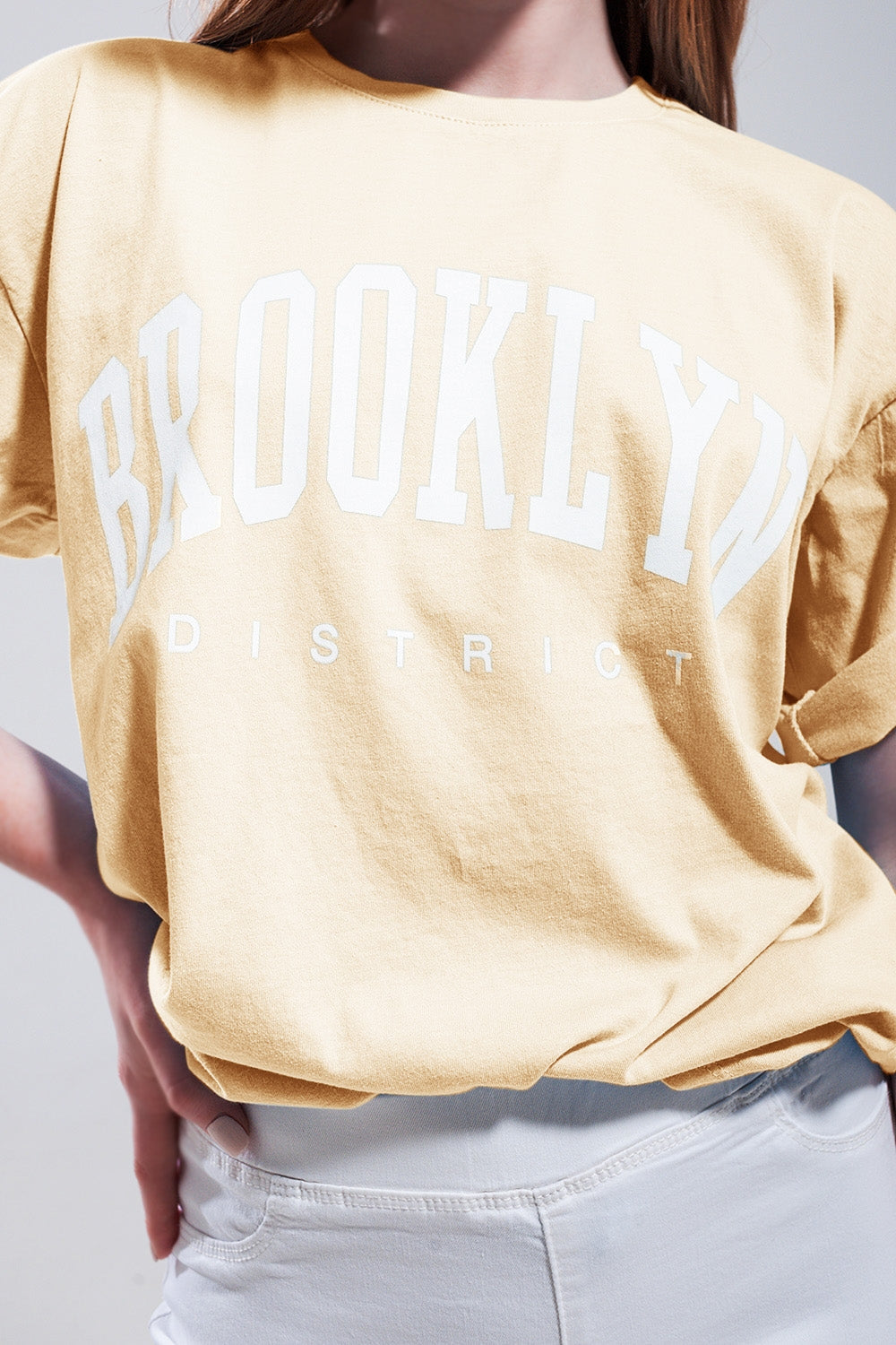T-Shirt with Brooklyn District Text in Yellow